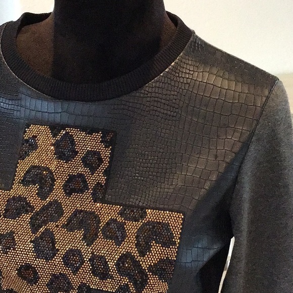 Madness National faux leather/sequin front top, long sleeves, size medium - Picture 2 of 14